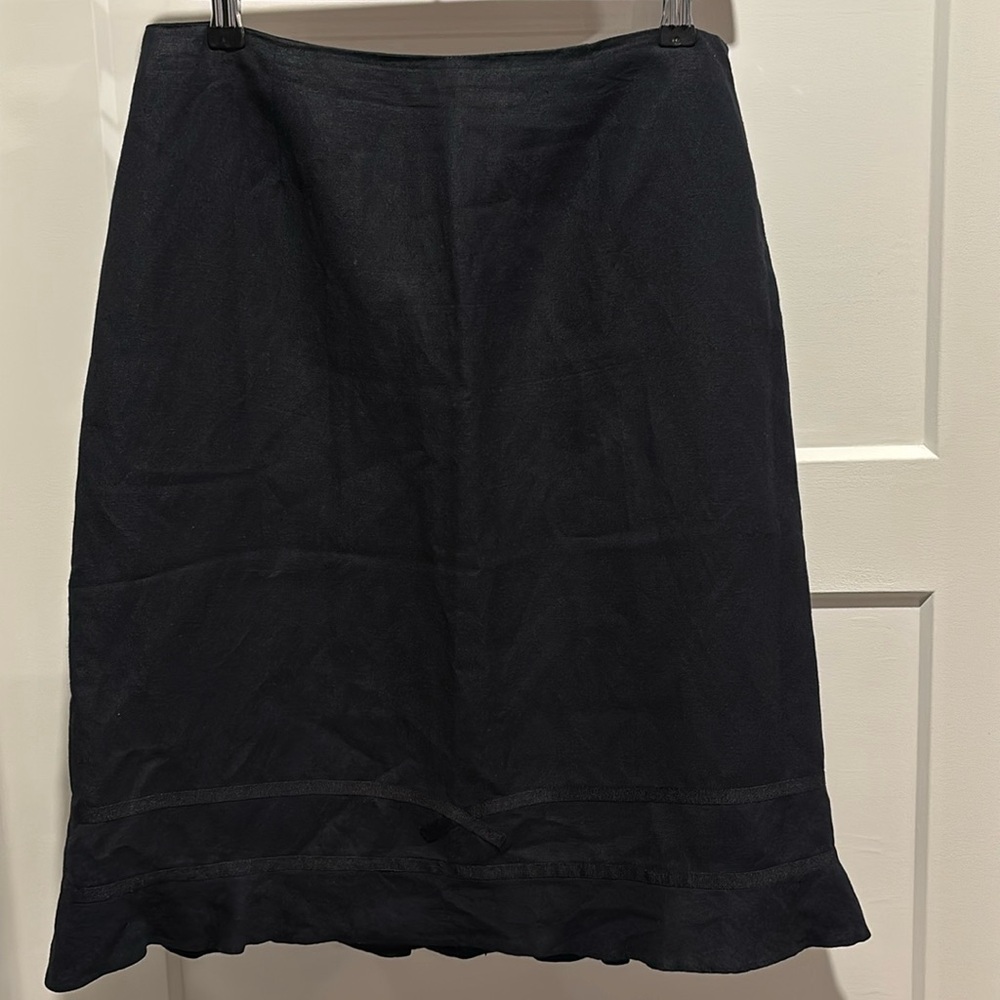 Larry Levine Black Y2K Bow Front A-Line Knee Length Skirt Womens size 10
